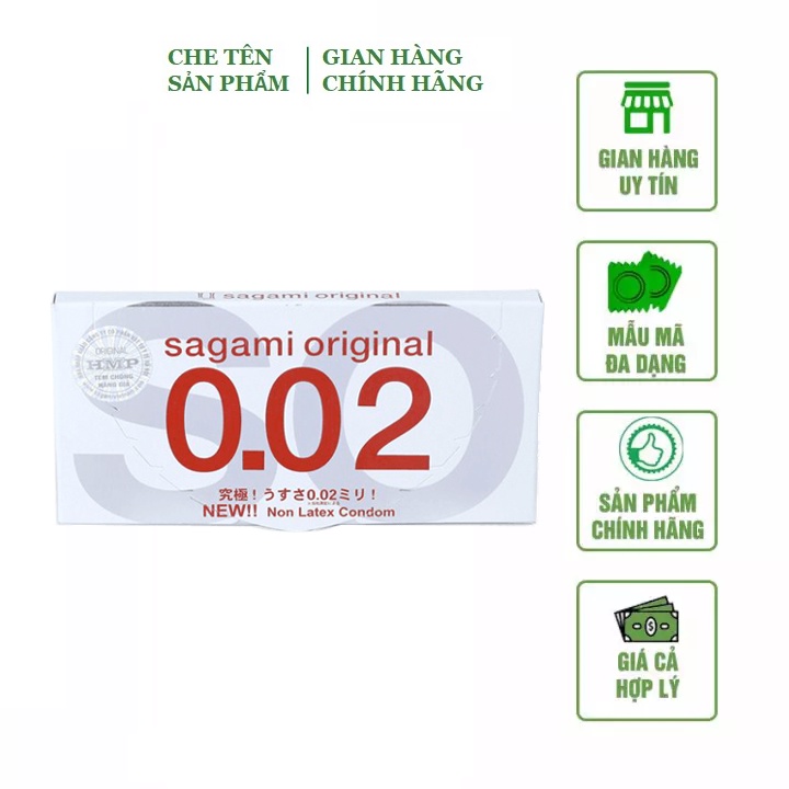 Bao Cao Su Siêu mỏng Cao Cấp SAGAMI 0.02 ORIGINAL - bcs Nhật Bản - hộp 2 bao