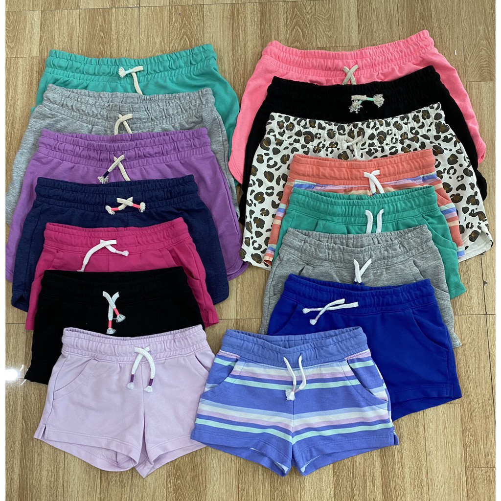 Quần Đùi Short Thun Cotton bé gái Cat&amp;Jack đẹp mềm mát phù hợp mặc nhà đi học bảng màu dễ thương XanhHouse