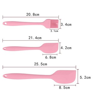 Bộ 3 chổi phới silicon spatula hồng (DC 18)
