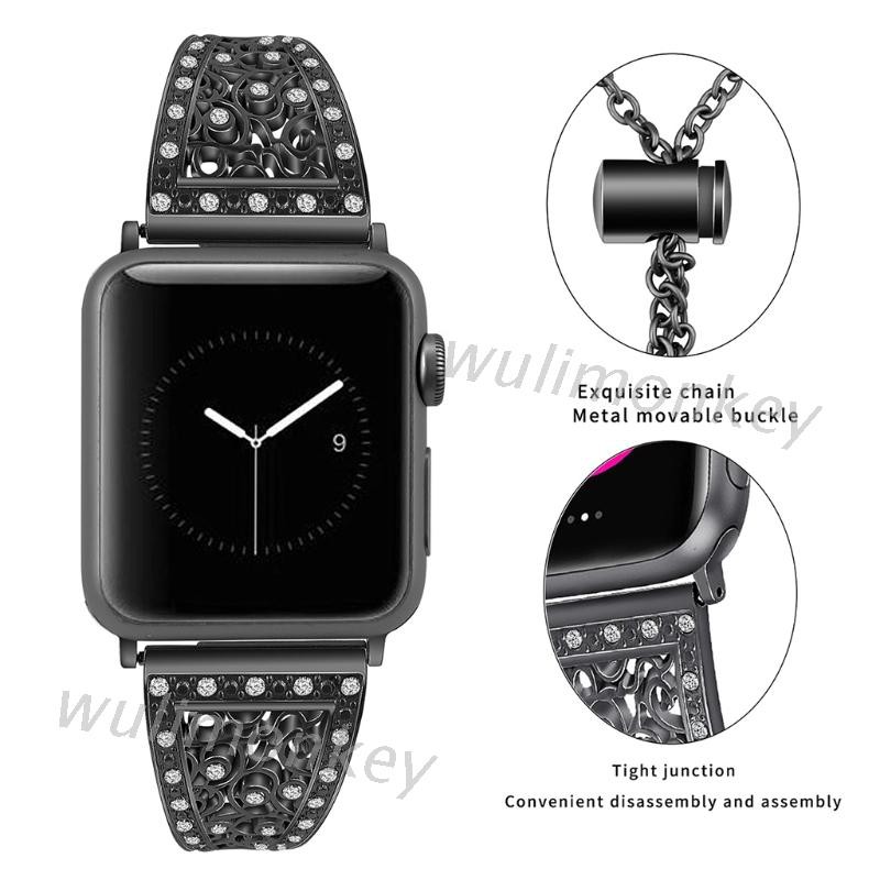 Dây Đeo Kim Loại Đính Đá Cho Đồng Hồ Thông Minh Apple Watch 38 / 40 mm 42 / 44 mm