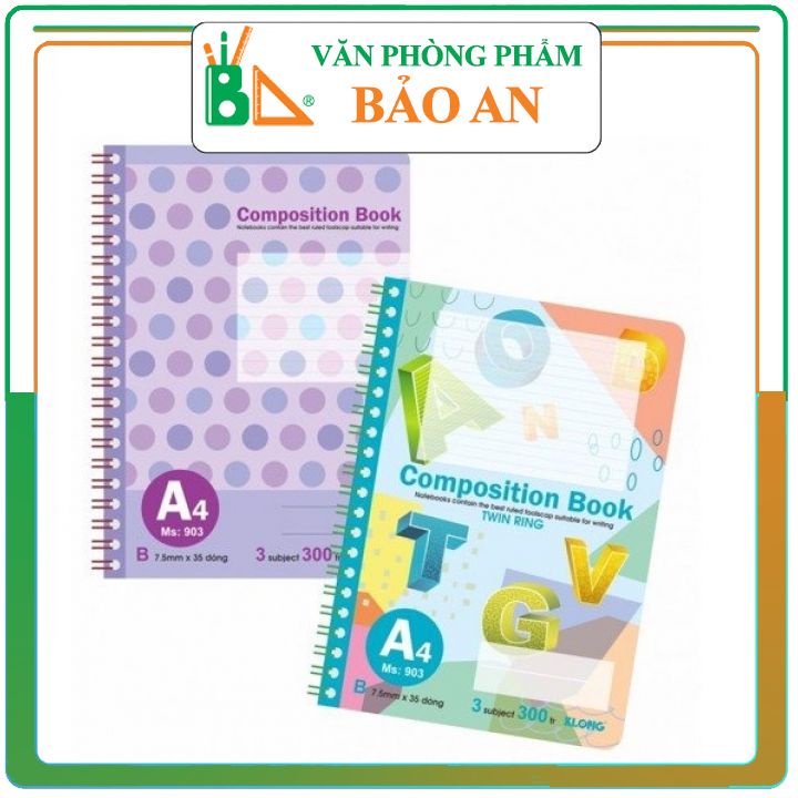 Sổ Lò Xo Kép Bìa Nhựa A4 Klong 300 Trang Ms903