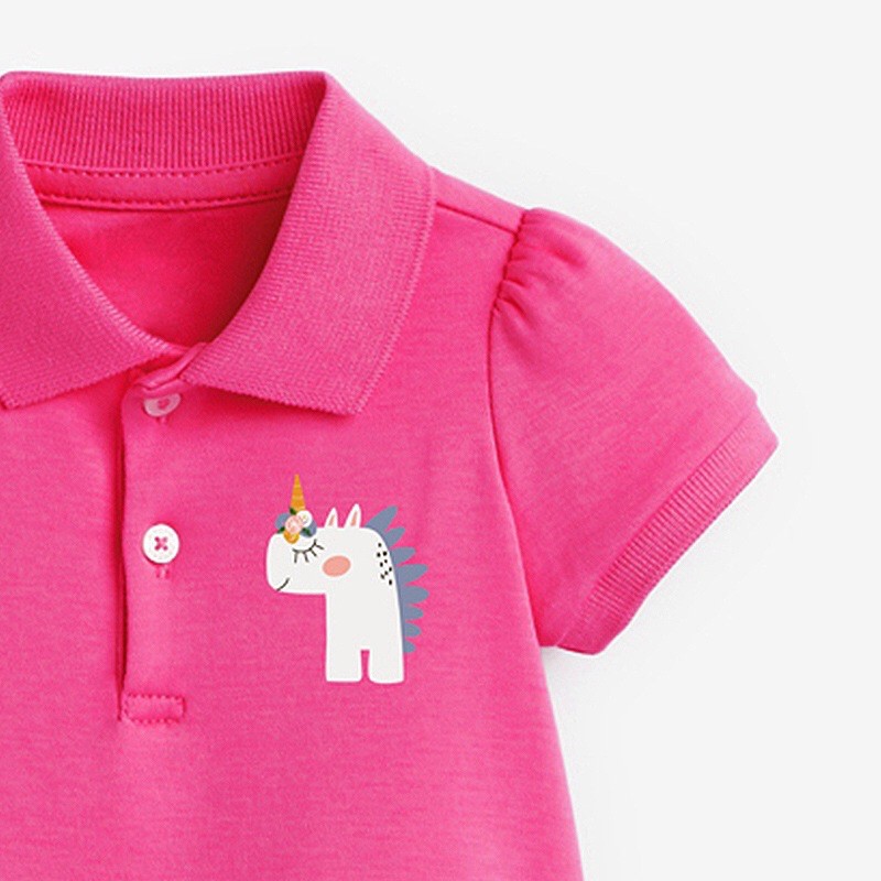 Váy Polo Little Maven váy thun cotton hồng Pony