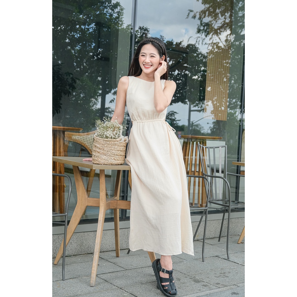 Đầm VANNA- đầm dài cut out eo lưng