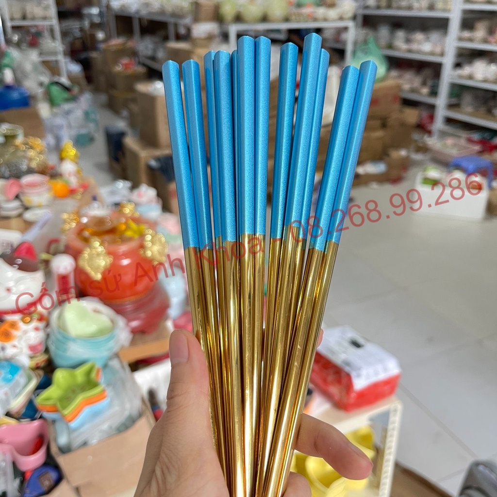 Chén Dĩa Dễ Thương Đĩa Sứ Bộ Bát đĩa màu xanh dương 20 món Decor Bát Ăn Cơm xinh yêu.