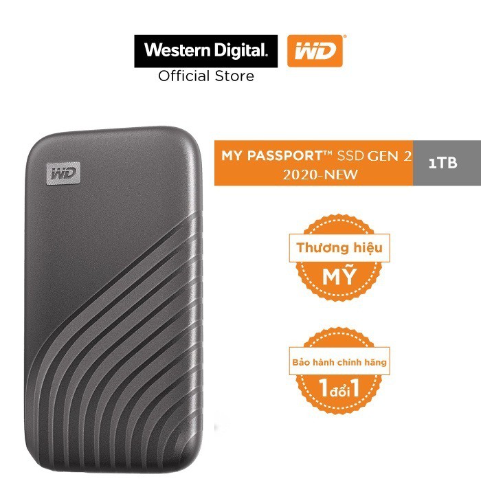 Ổ cứng di động 1TB External SSD WD My Passport USB 3.2 Gen 2 WDBAGF0010BBL-WESN