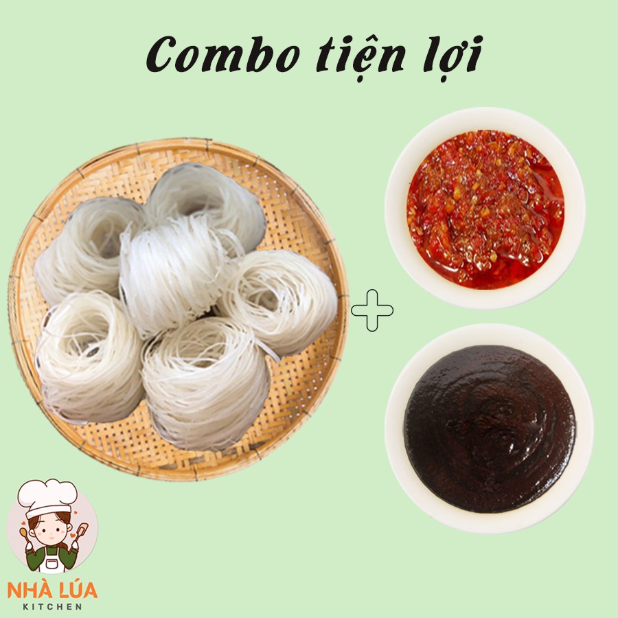 Combo Nguyên Liệu Phở Khô Gia Lai - 1kg Bánh phở - 330gr Tương đen - 150gr Sa tế tỏi ớt | BigBuy360 - bigbuy360.vn