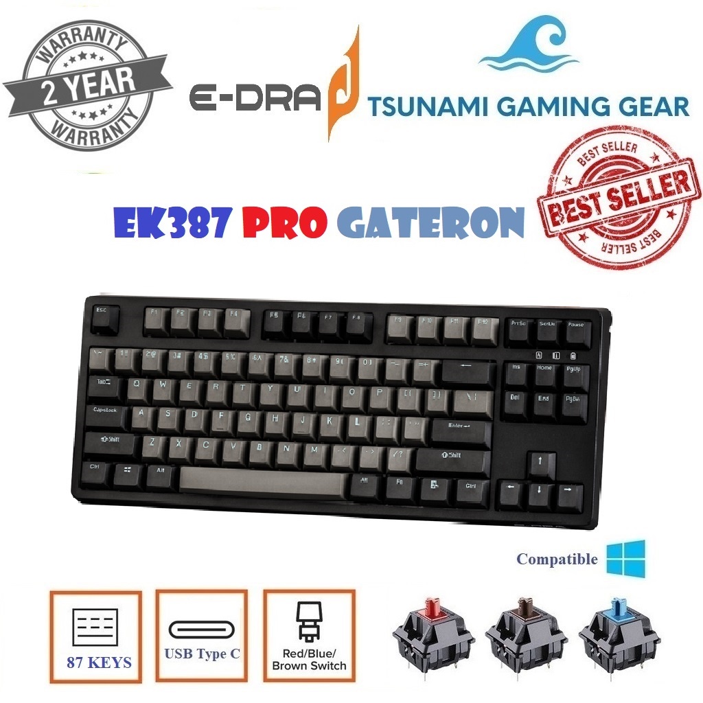 Phím cơ E-Dra EK387 Pro Gateron Switch version 2021 (keycap PBT SKY DOLCH cao cấp) - Hàng chính hãng