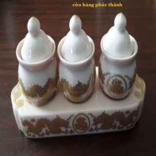 chung bộ rồng hồng thẳng nắp 3 ly