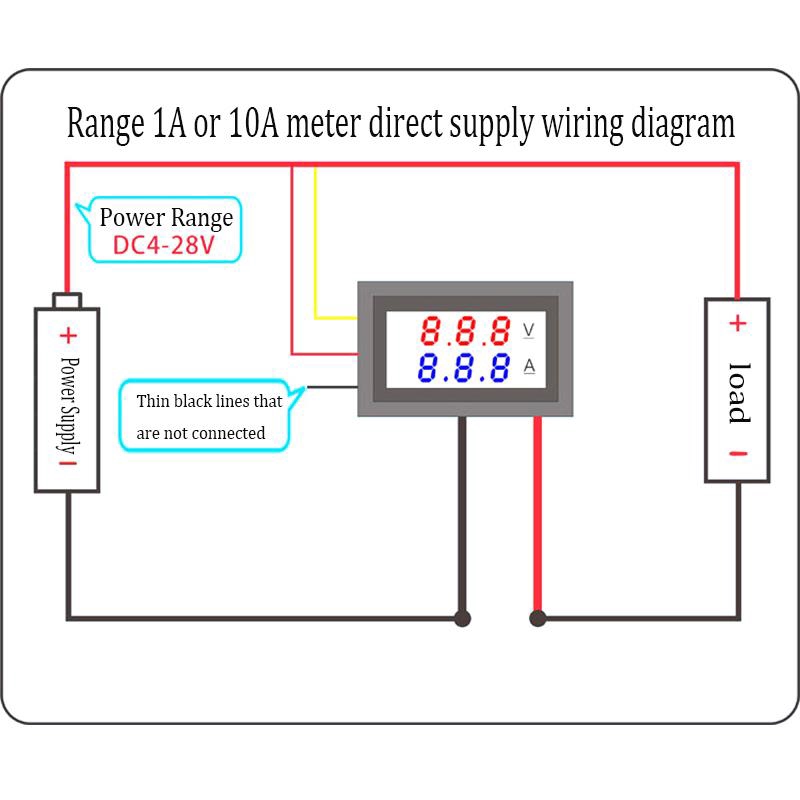 DC0-100V 10A LED đỏ xanh Hiển thị kép Ampe kế điện áp kỹ thuật số để sử dụng tại nhà