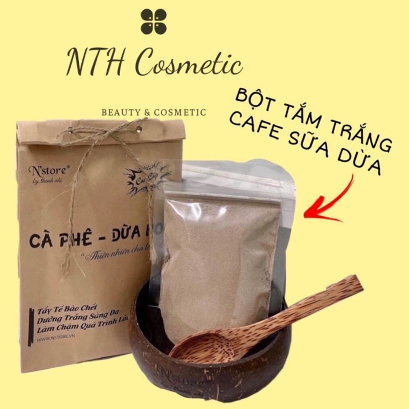 Bột tắm cà phê sữa dừa non n’store 100gr giúp làm sạch tế bào chết , trắng da , mịn da , lnpcosmetic | BigBuy360 - bigbuy360.vn