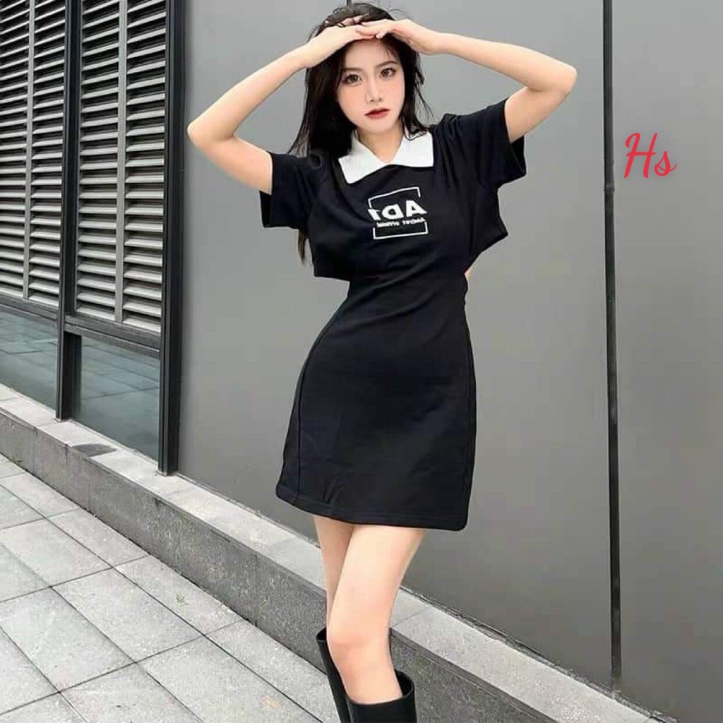 [ ẢNH THẬT + VIDEO ] Váy AD1 cổ trắng hở lưng