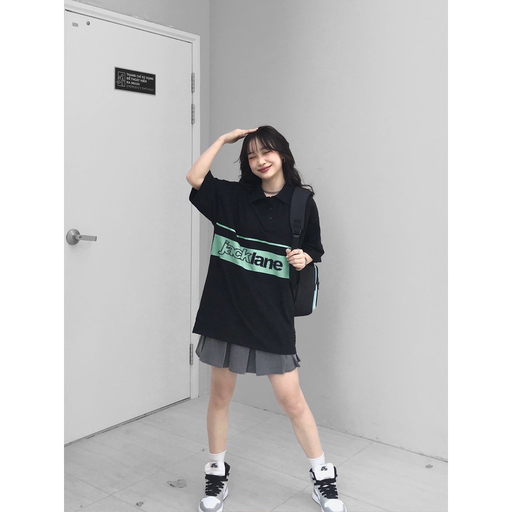Áo Polo Oversize POOF, JACKLANE, Áo polo cộc tay Unisex Jack Lane