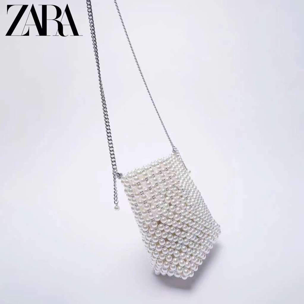 Túi Xách Zara Mini Đính Hạt Ngọc Trai Thời Trang Cho Nữ