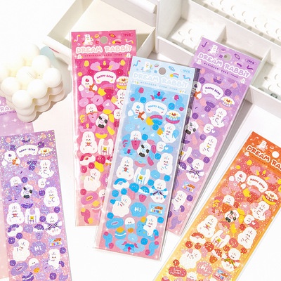 Sticker hình dán thỏ trang trí sổ và toploader