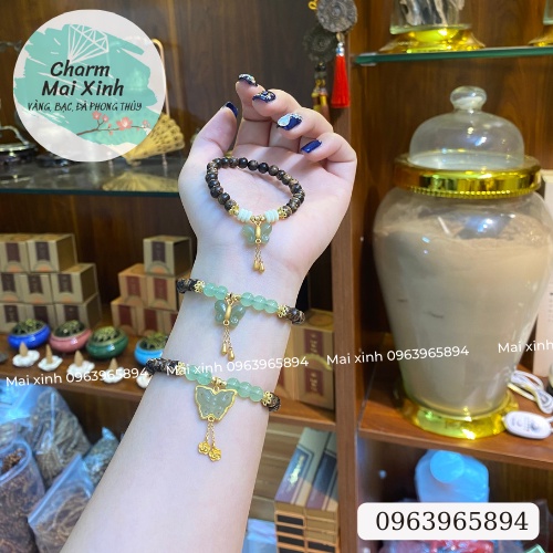 Chuỗi Trầm Hương Tốc &amp; Sánh Chìm Mix Hồ Điệp Ngoc Bọc Bạc 925  - Vòng Tay Gỗ Phong Thuỷ Tự Nhiên Nam Nữ