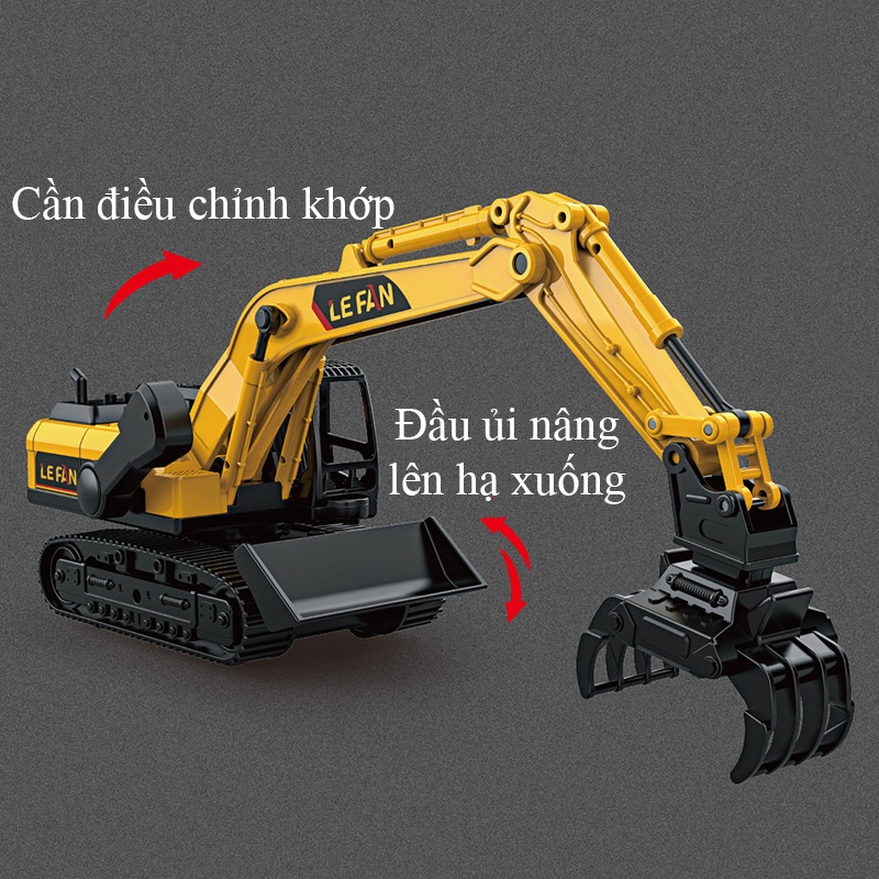 Đồ chơi mô hình xe xúc ủi KAVY chạy đà có hộp chưa đồ các khớp chuyến động nhựa ABS an toàn