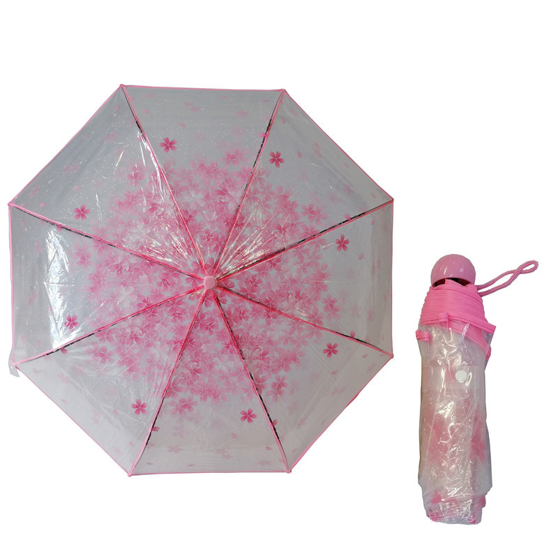 Dù Gấp Trong Suốt In Hình Cherry Xinh Xắn