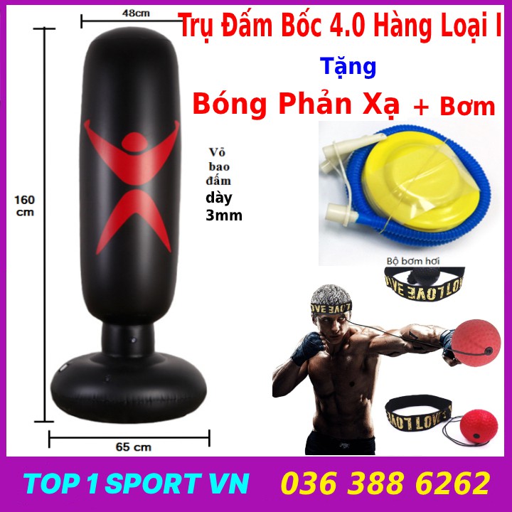 Bộ đồ chơi đấm bốc cho bé - Trụ hơi đấm bốc tại nhà cho bé tặng bóng phản xạ + bơm + keo + miếng vá - bảo hành 6 tháng