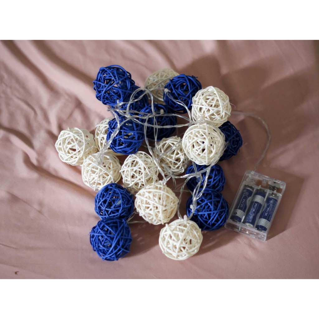 Dây đèn LED Cầu Mây siêu xinh 3m và 1m5 với 2 màu vàng và vàng xanh + Tặng Pin