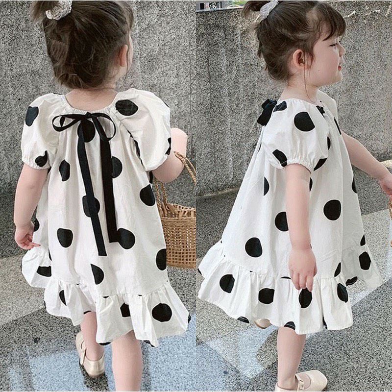 VÁY BÉ GÁI CHẤM BI Baby Doll nơ sau lưng