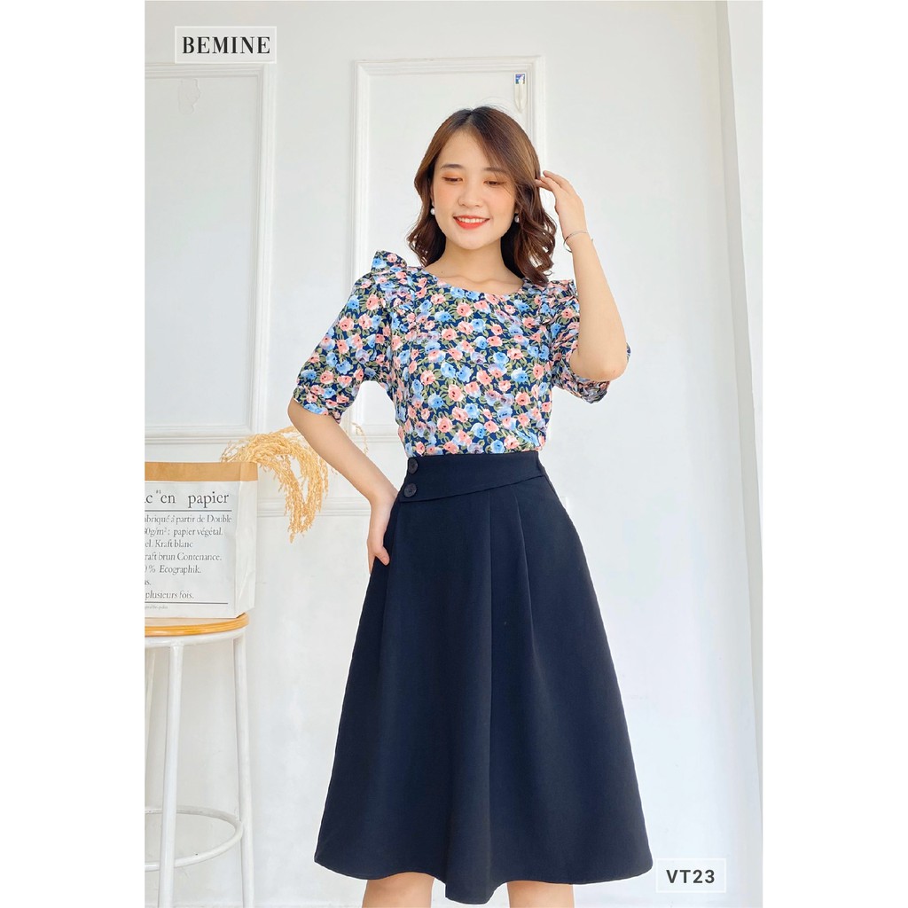 Chân váy công sở nữ xòe xếp ly BEMINE VT23DEN | BigBuy360 - bigbuy360.vn