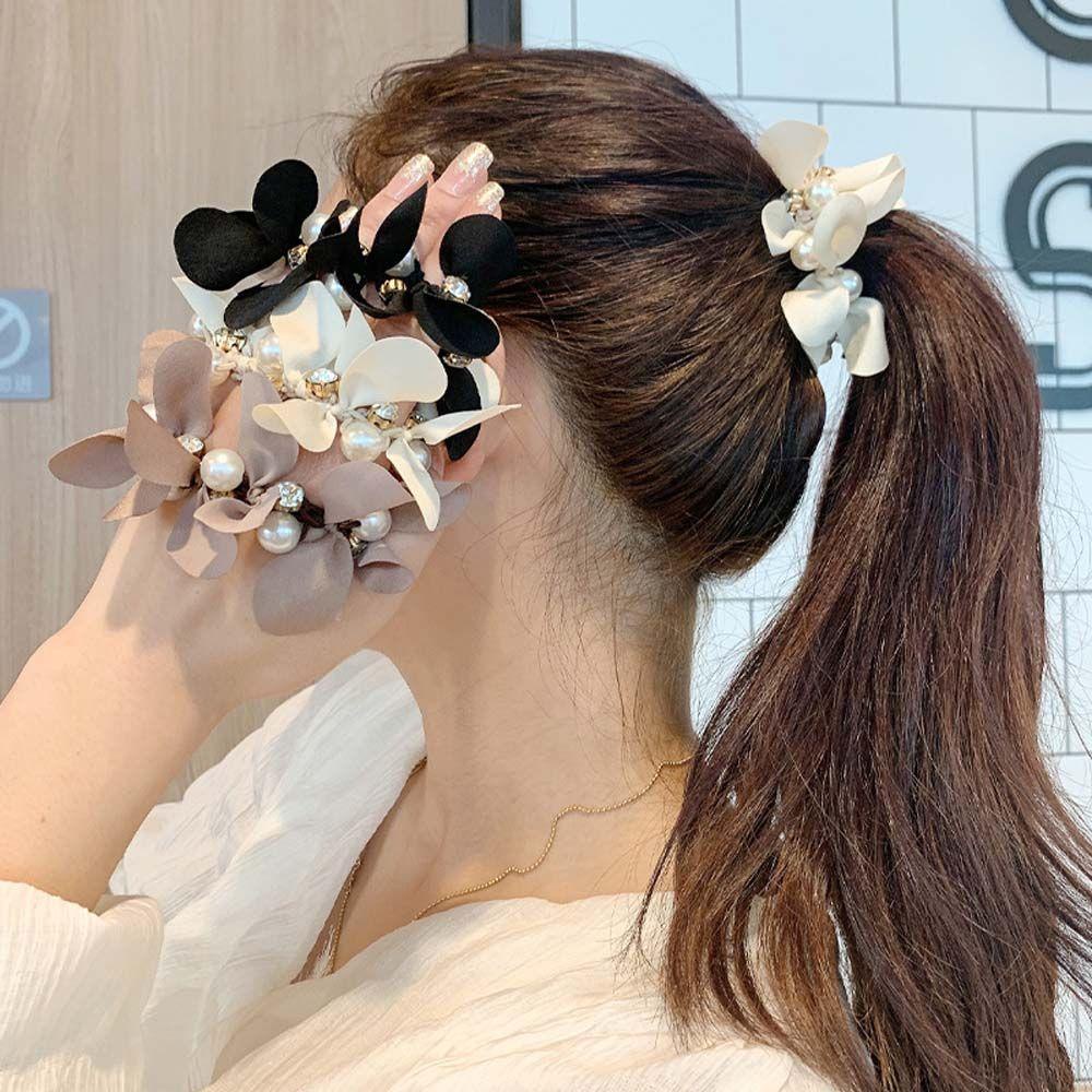 Dây Cột Tóc Đuôi Ngựa In Hoa Dễ Thương|Dây Cột Tóc Thiết Kế Xinh Xắn Thời Trang Cho Nữ