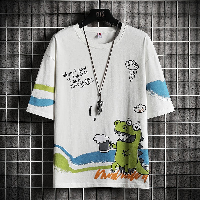 Áo Thun Unisex Nam Nữ tay lỡ - Áo phông tay lỡ form rộng Khủng Long unisex  cổ tròn cao cấp | BigBuy360 - bigbuy360.vn