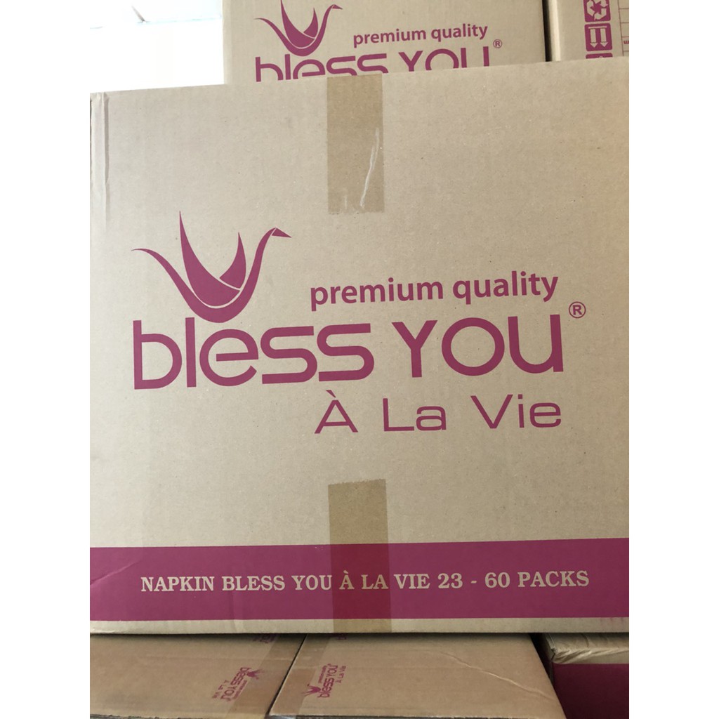 THÙNG 60 GÓI KHĂN NAPKIN BLESS YOU ALAVIE 23X23 GÓI 100 TỜ