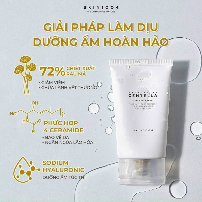 Kem dưỡng da giảm mụn Chiết Xuất Rau Má Skin1004 Madagascar Centella Soothing Cream 75ml (Mẫu mới)