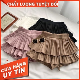 Chân váy tầng dập ly,Chân váy nữ 4 màu đen, trắng, hồng, be, váy nữ đủ size S,M,L,XL