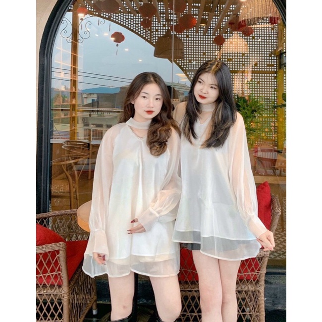 Áo sơ mi tơ ánh tiểu thư siêu sang