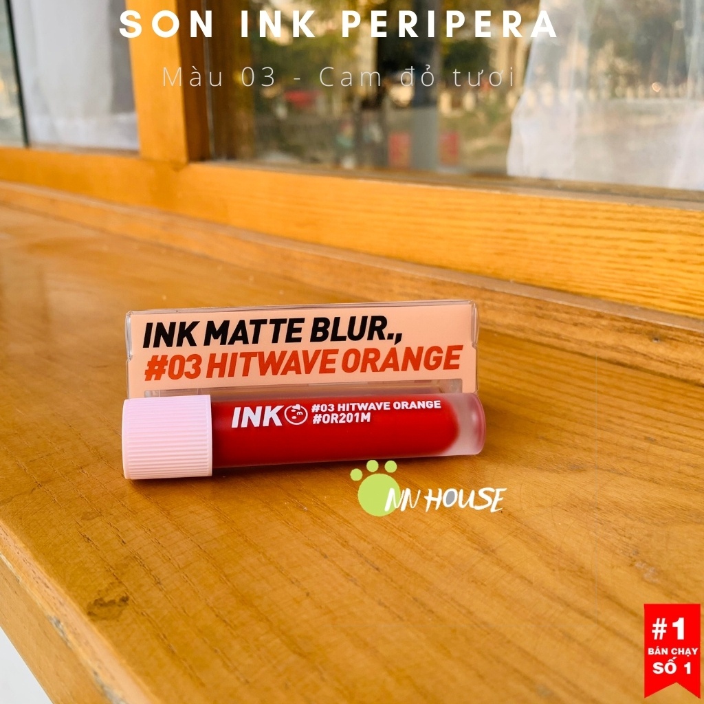 Son Peripera Ink Matte Blur – Màu 03 Cam đỏ tươi 3.8g – Hitwave Orange – NN HOUSE – Hàng có Bill