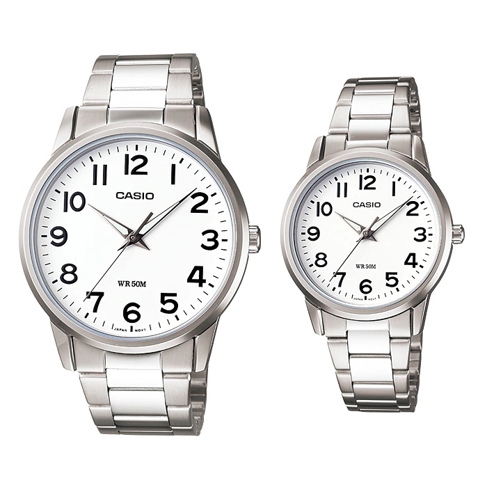 Đồng hồ đôi nam nữ dây kim loại Casio Anh Khuê MTP/LTP 1303D-7B