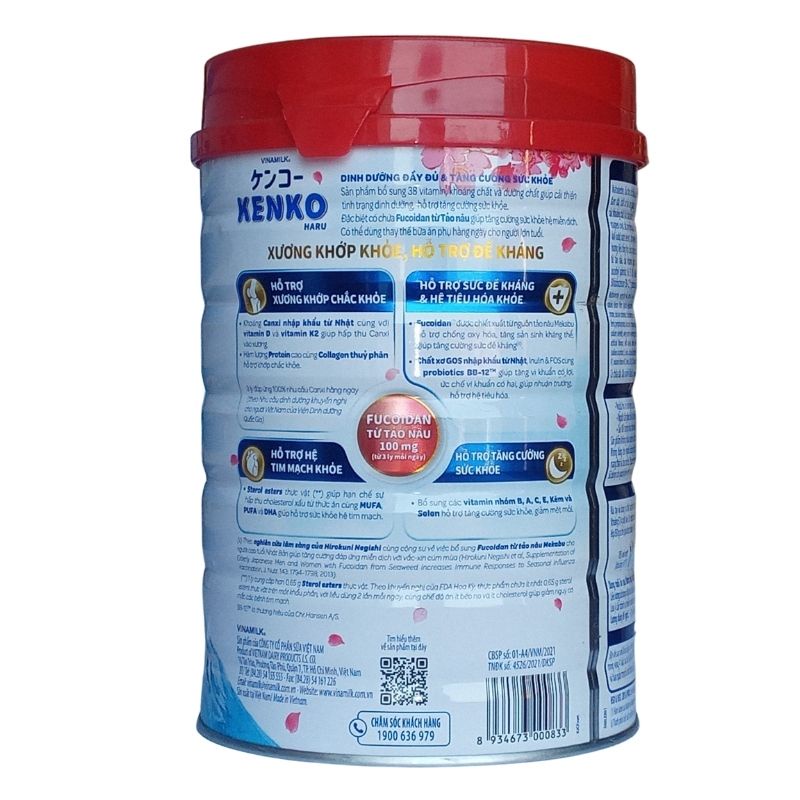 Sữa Bột Vinamilk super premium kenko haru hộp 850g hỗ trợ tăng cường sức khỏe, đề kháng, tiêu hóa, xương khớp