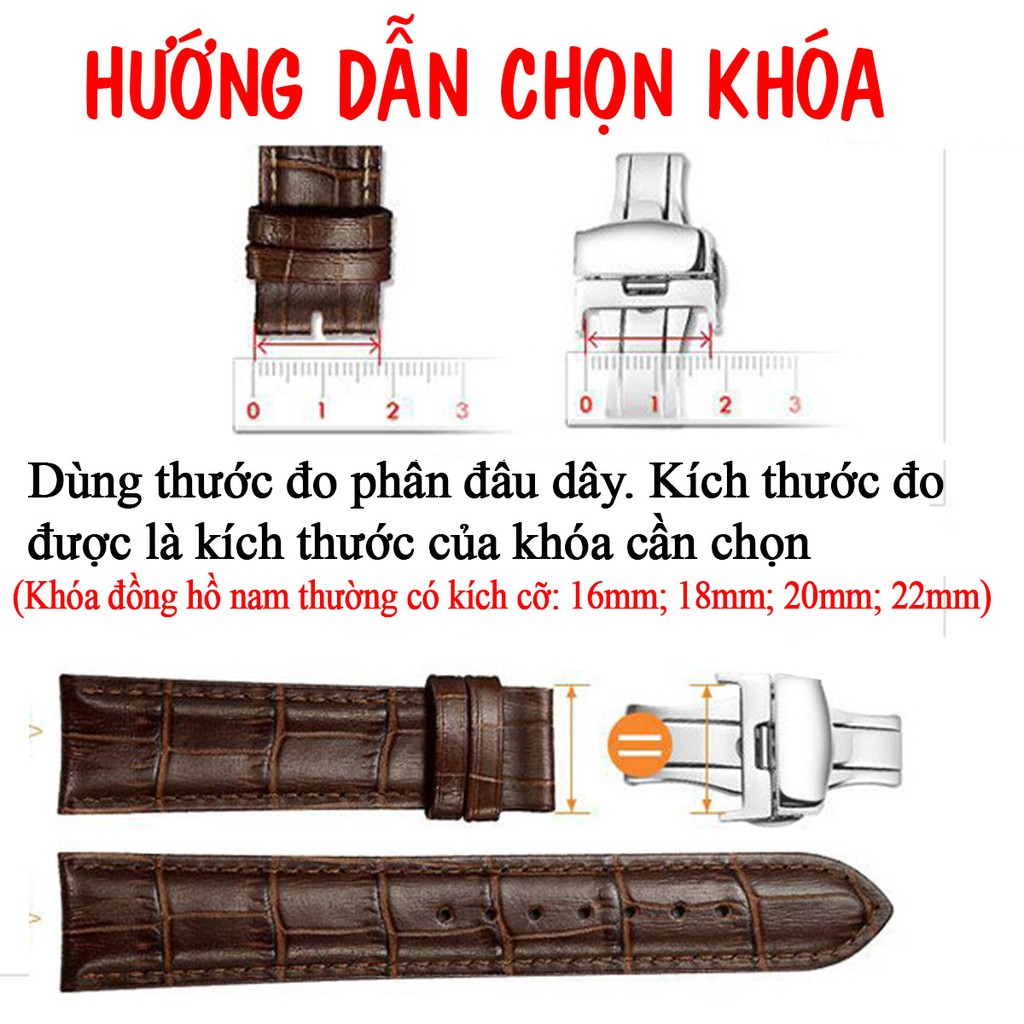 Khóa bướm cao cấp Bụi Leather P106-2 nút bấm bằng thép mạ tĩnh điện không rỉ