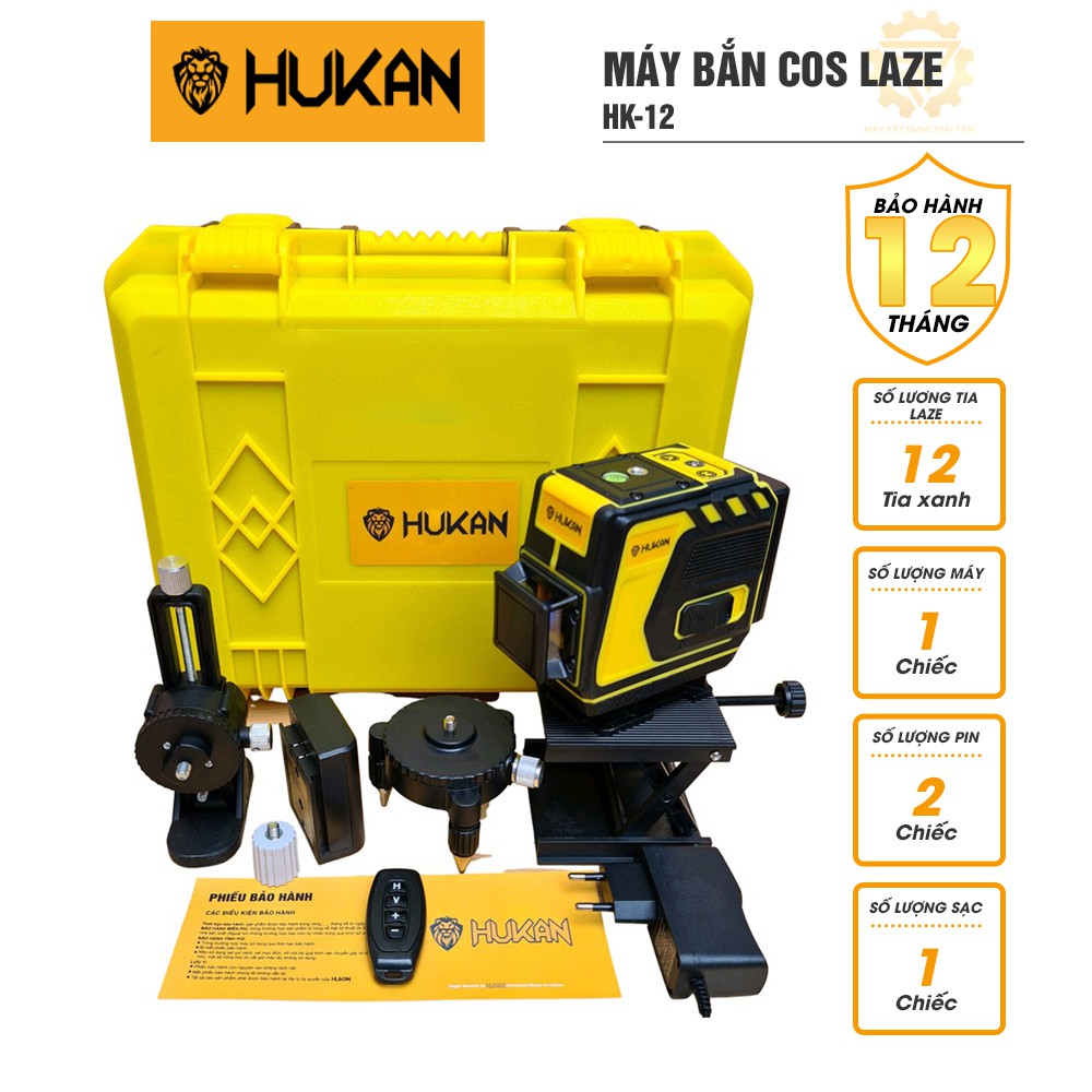 Máy bắn cos, cân bằng laze HUKAN KH-12 tia xanh có điều khiển tia từ xa