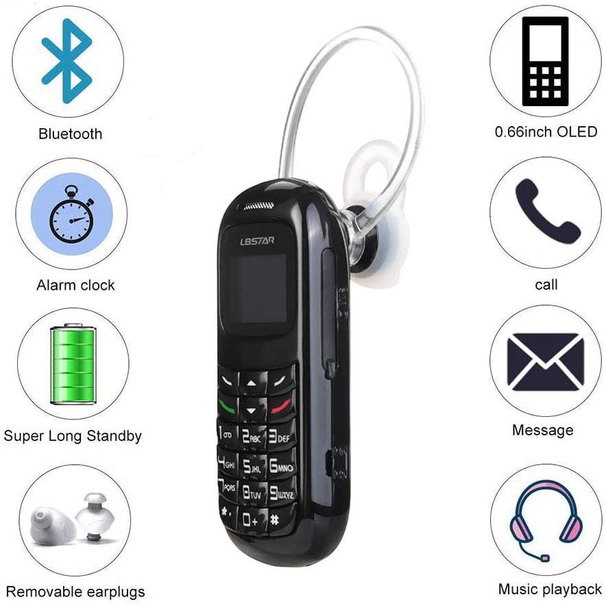L8star Mini Điện Thoại Di Động Nhỏ BM70 GSM Bluetooth Quay Số Tai Nghe Tai Nghe Tai Nghe Thẻ SIM 0.6