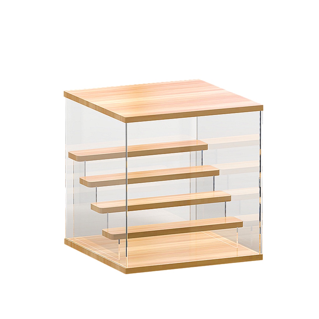 Hộp trưng bày mô hình bằng acrylic trong suốt kèm giá đỡ bằng gỗ chống bụi