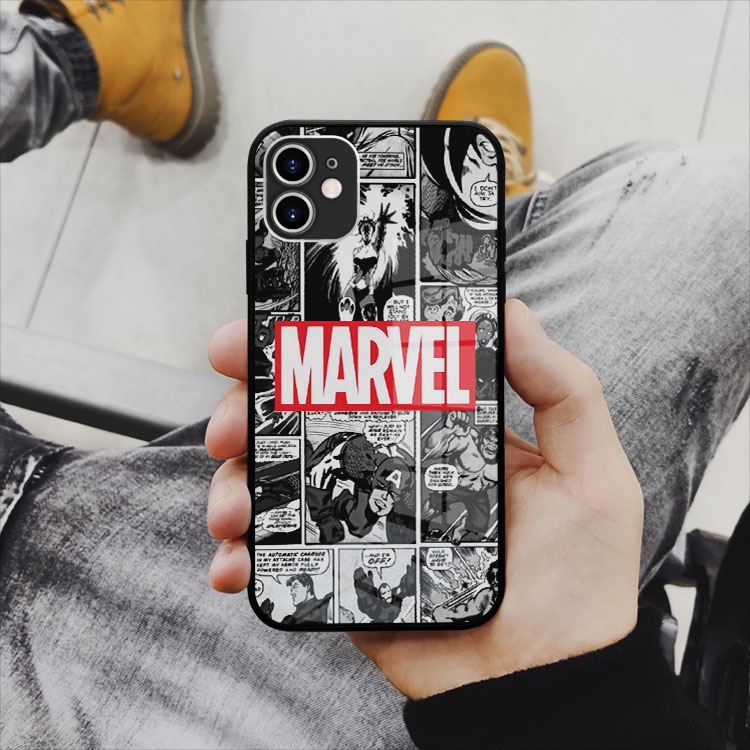 Ốp kính viền nhựa Mr Best marvel comic collage cho iphone 5 - iphone 12 OK-COEPOD20210140