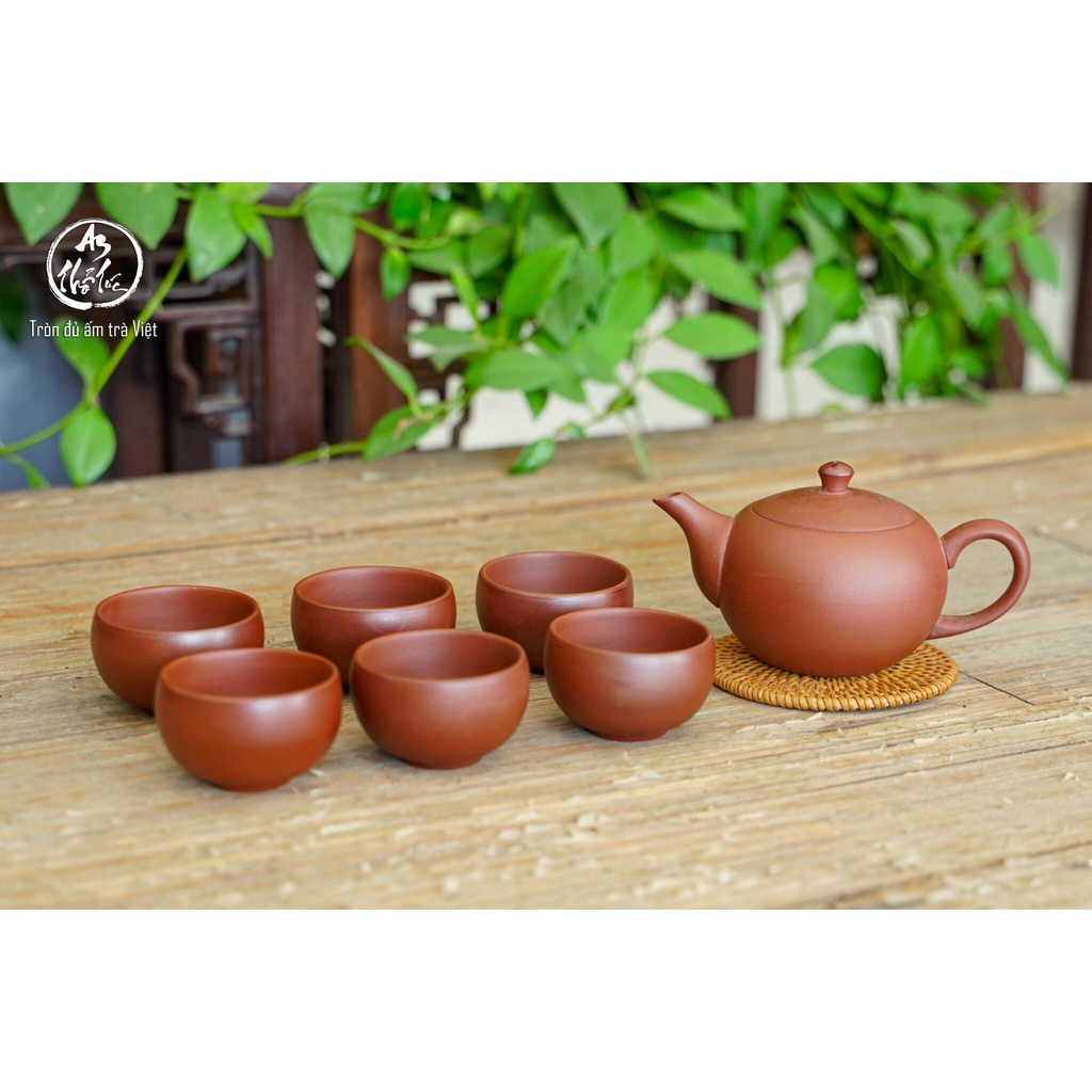 Ấm trà An Thổ Túc - Ấm Trăng tròn 170ml và 6 chén trà 30ml- Hộp đựng cao cấp