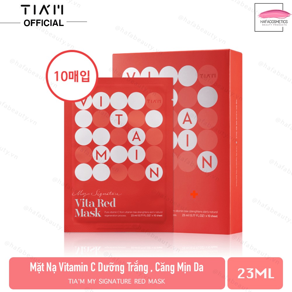 Combo 10 Mặt Nạ Vitamin C Dưỡng Trắng Da, Nuôi Dưỡng Làn Da Căng Bóng Tiam Vita Red Mask 23ml x10