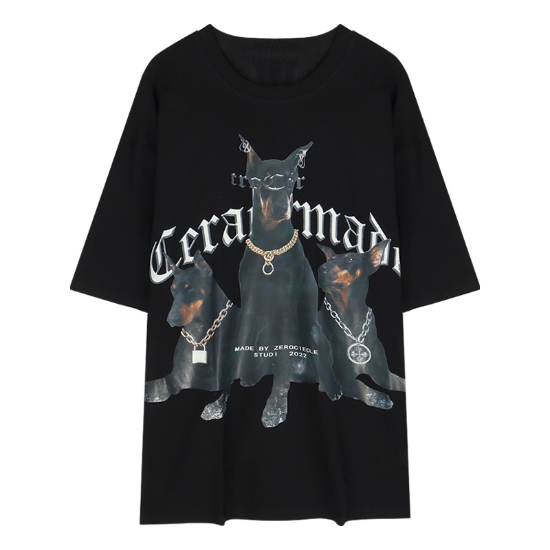 Áo Thun Cotton Ngắn Tay Dáng Rộng In Họa Tiết Retro Thời Trang Mùa Hè Cho Nữ