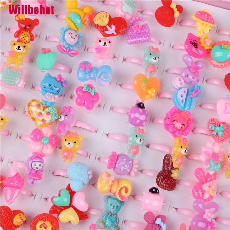 Bộ 10 nhẫn nhựa resin kiểu hoạt hình dễ thương cho bé