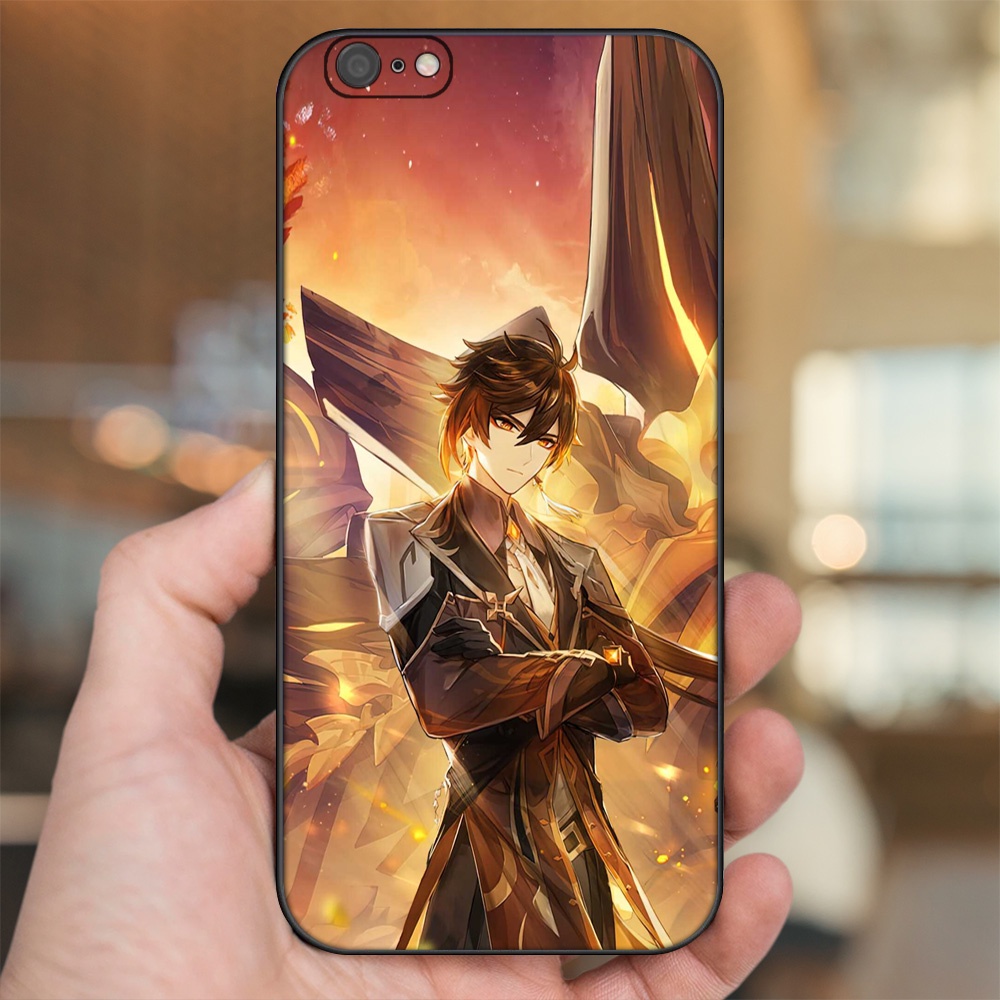 Ốp lưng iPhone 6 Plus, 6s Plus dẻo đen cạnh vuông in hình Zhongli Genshin Impact
