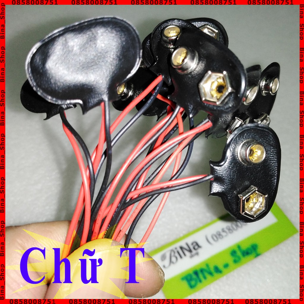 Đế pin 9v có dây dài 15cm Cáp nối pin 9V chữ I chữ T tự chọn