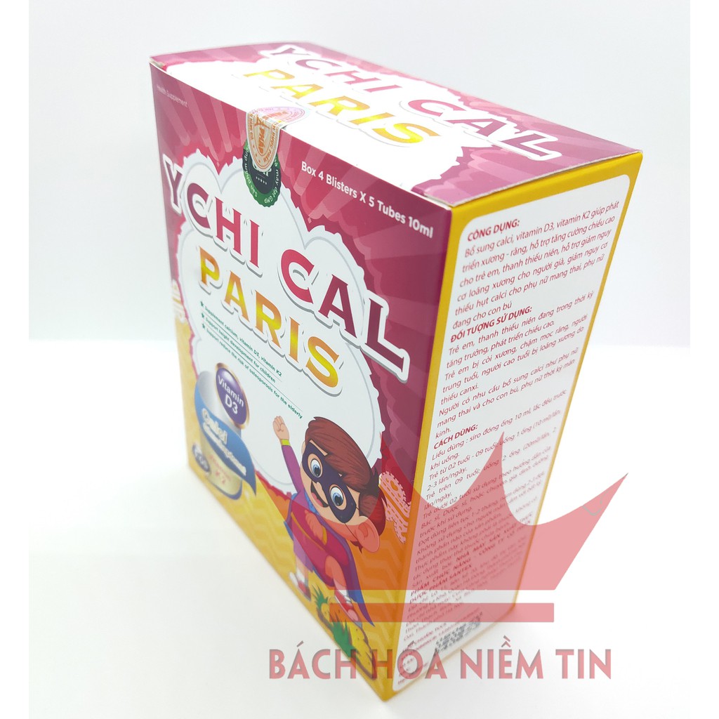 Canxi tăng chiều cao cho bé YCHI CAL-PARIS - Bổ sung canxi, vitamin D3, Vitamin K2 giúp phát triển xương, tăng chiều cao