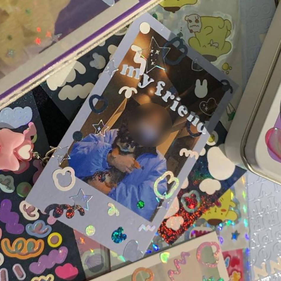 Hình Dán Polco holographic Ba Chiều Hàn Quốc Dễ Thương Trang Trí Tiệc DIY