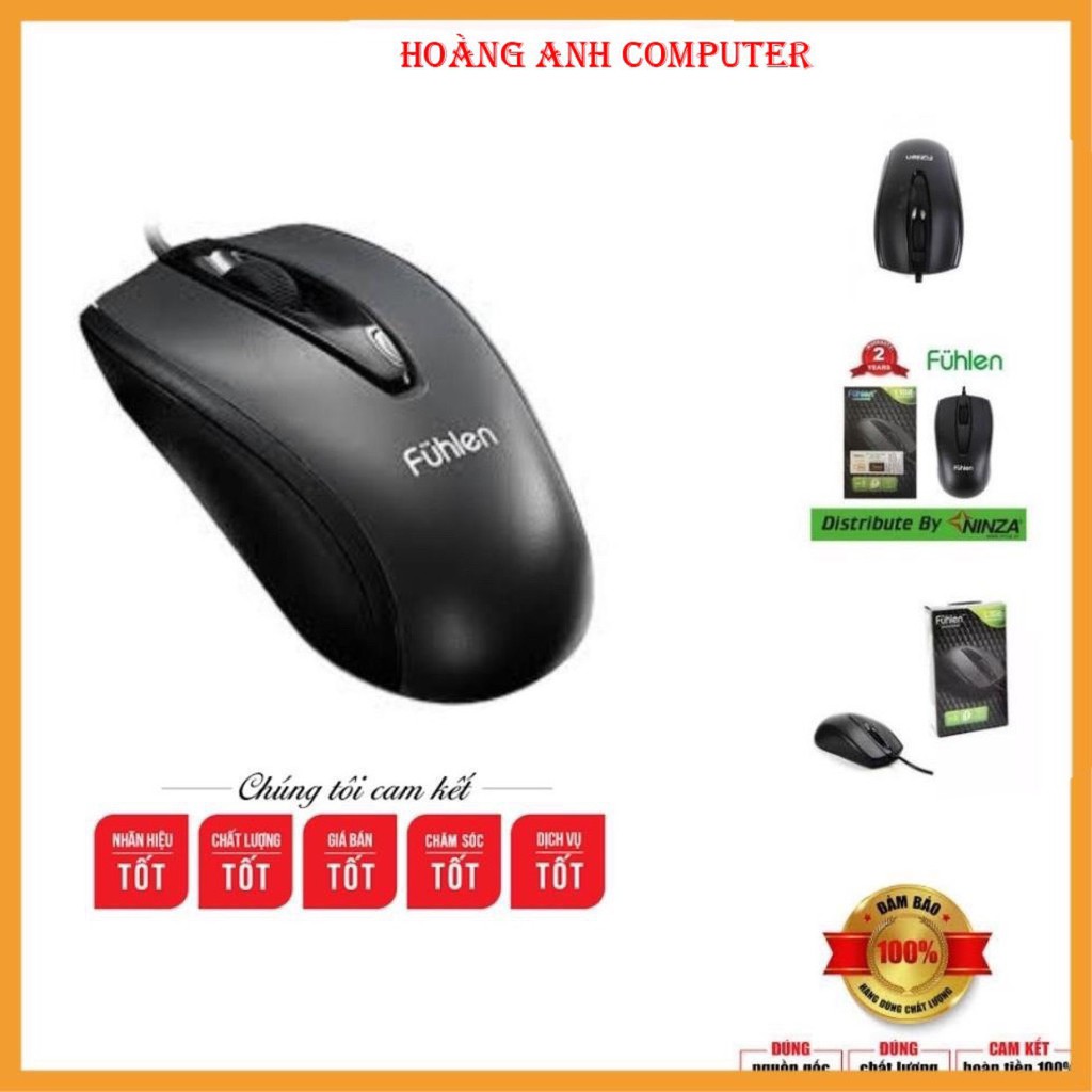 Chuột Fuhlen L102 - Chuột Máy Tính Có Dây - Mice Văn Phòng Tặng Kèm Miếng Lót Chuột HA05