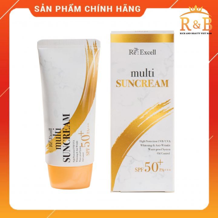 Kem chống nắng Re:Excell Multi Sun Cream SPF50+/ PA+++ Hàn Quốc, chống nắng toàn diện, thẩm thấu tốt, bật tông sáng da