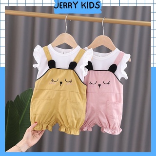 Sét yếm hoạt hình kèm áo chất cotton cho bé gái 5-15kg